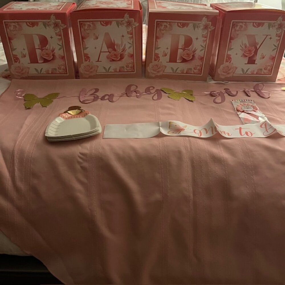 Lot of Girl Baby Shower Decorations